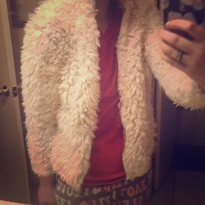 White fuzzy furry jacket